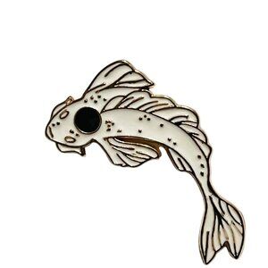 White Koi Fish with Black Dot Enamel Pin Lapel Pin